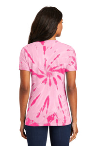 Port & Co Women's Tie-Dye V-Neck Tee - Pink Back