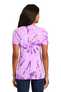 Port & Co Women's Tie-Dye V-Neck Tee - Purple Back