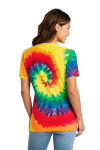 Port & Co Women's Tie-Dye V-Neck Tee - Rainbow Back
