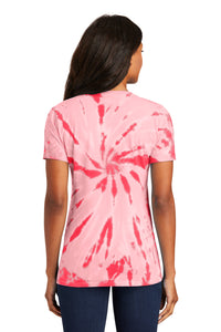 Port & Co Women's Tie-Dye V-Neck Tee - Red Back