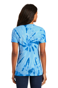 Port & Co Women's Tie-Dye V-Neck Tee - Royal Back
