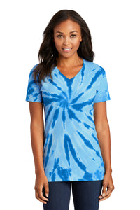 Port & Co Women's Tie-Dye V-Neck Tee - Royal