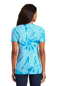Port & Co Women's Tie-Dye V-Neck Tee - Turquoise Back