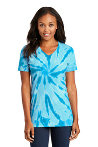 Port & Co Women's Tie-Dye V-Neck Tee - Turquoise