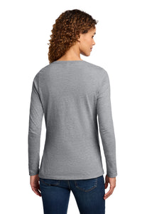 Port & Co Women's Long Sleeve Fan Favorite V-Neck Tee - Athletic Heather Back