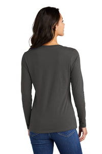 Port & Co Women's Long Sleeve Fan Favorite V-Neck Tee - Charcoal Back