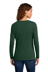 Port & Co Women's Long Sleeve Fan Favorite V-Neck Tee - Forest Green Back