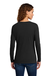 Port & Co Women's Long Sleeve Fan Favorite V-Neck Tee - Jet Black Back