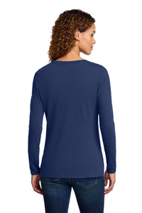 Port & Co Women's Long Sleeve Fan Favorite V-Neck Tee - Team Navy Back