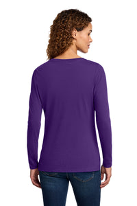 Port & Co Women's Long Sleeve Fan Favorite V-Neck Tee - Team Purple Back