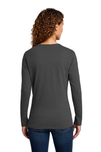 Port & Co Women's Long Sleeve Core Cotton Tee - Charcoal Back