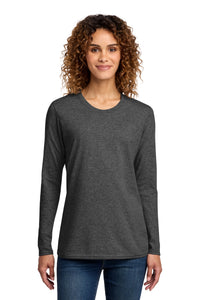Port & Co Women's Long Sleeve Core Cotton Tee - Dark Heather Grey