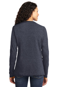 Port & Co Women's Long Sleeve Core Cotton Tee - Heather Navy Back