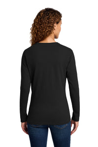 Port & Co Women's Long Sleeve Core Cotton Tee - Jet Black Back