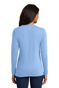 Port & Co Women's Long Sleeve Core Cotton Tee - Light Blue Back