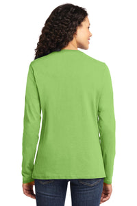 Port & Co Women's Long Sleeve Core Cotton Tee - Lime Back