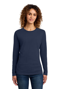 Port & Co Women's Long Sleeve Core Cotton Tee - Navy