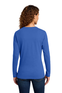 Port & Co Women's Long Sleeve Core Cotton Tee - Royal Back