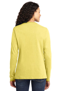 Port & Co Women's Long Sleeve Core Cotton Tee - Yellow Back