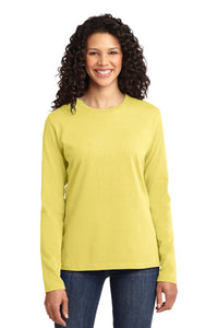 Port & Co Women's Long Sleeve Core Cotton Tee - Yellow