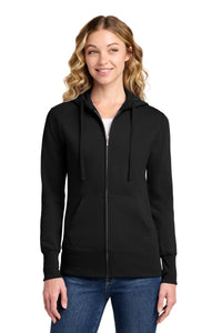 Port & Co Women's Core Fleece Full-Zip Hooded Sweatshirt - Jet Black
