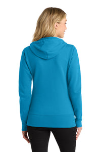 Port & Co Women's Core Fleece Full-Zip Hooded Sweatshirt - Neon Blue Back