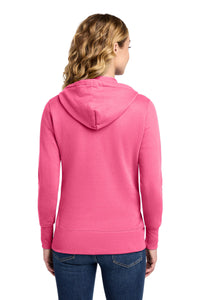 Port & Co Women's Core Fleece Full-Zip Hooded Sweatshirt - Neon Pink Back
