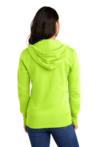 Port & Co Women's Core Fleece Full-Zip Hooded Sweatshirt - Neon Yellow Back