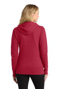 Port & Co Women's Core Fleece Full-Zip Hooded Sweatshirt - Red Back