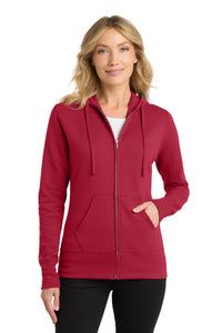 Port & Co Women's Core Fleece Full-Zip Hooded Sweatshirt - Red