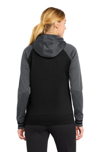 Sport-Tek Women's Sport-Wick Varsity Fleece Full-Zip Hooded Jacket - Black/ Dark Smoke Grey Back