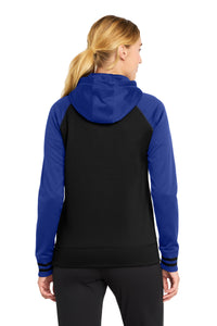 Sport-Tek Women's Sport-Wick Varsity Fleece Full-Zip Hooded Jacket - Black/ True Royal Back