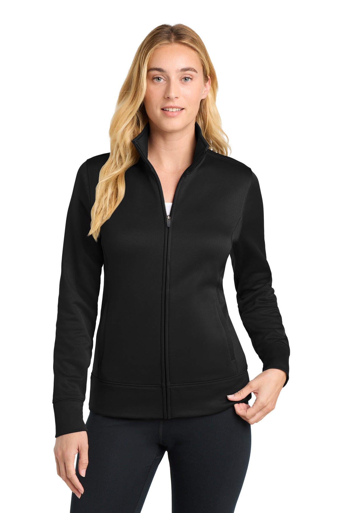 Sport-Tek Women's Sport-Wick Fleece Full-Zip Jacket - Black