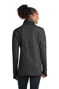 Sport-Tek Women's Triumph Cowl Neck Pullover LST280 - Black Heather Back