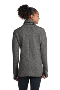 Sport-Tek Women's Triumph Cowl Neck Pullover LST280 - Dark Grey Heather Back