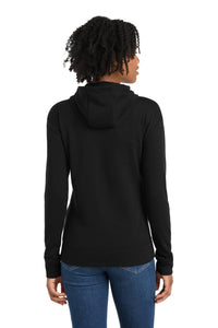 Sport-Tek  Women's PosiCharge  Tri-Blend Wicking Fleece Full-Zip Hooded Jacket LST293 - Black Triad Solid Back