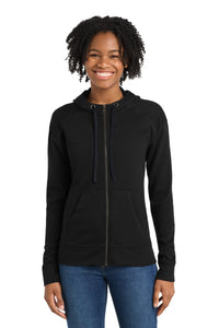 Sport-Tek  Women's PosiCharge  Tri-Blend Wicking Fleece Full-Zip Hooded Jacket LST293 - Black Triad Solid
