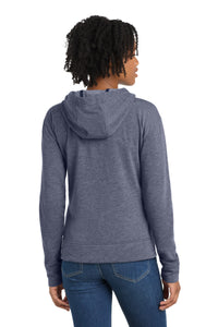 Sport-Tek  Women's PosiCharge  Tri-Blend Wicking Fleece Full-Zip Hooded Jacket LST293 - True Navy Heather Back