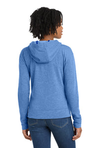 Sport-Tek  Women's PosiCharge  Tri-Blend Wicking Fleece Full-Zip Hooded Jacket LST293 - True Royal Heather Back