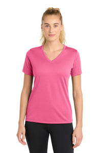Sport-Tek Women's PosiCharge RacerMesh V-Neck Tee - Bright Pink