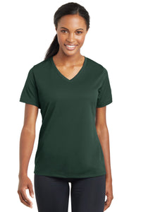 Sport-Tek Women's PosiCharge RacerMesh V-Neck Tee - Dark Forest Green