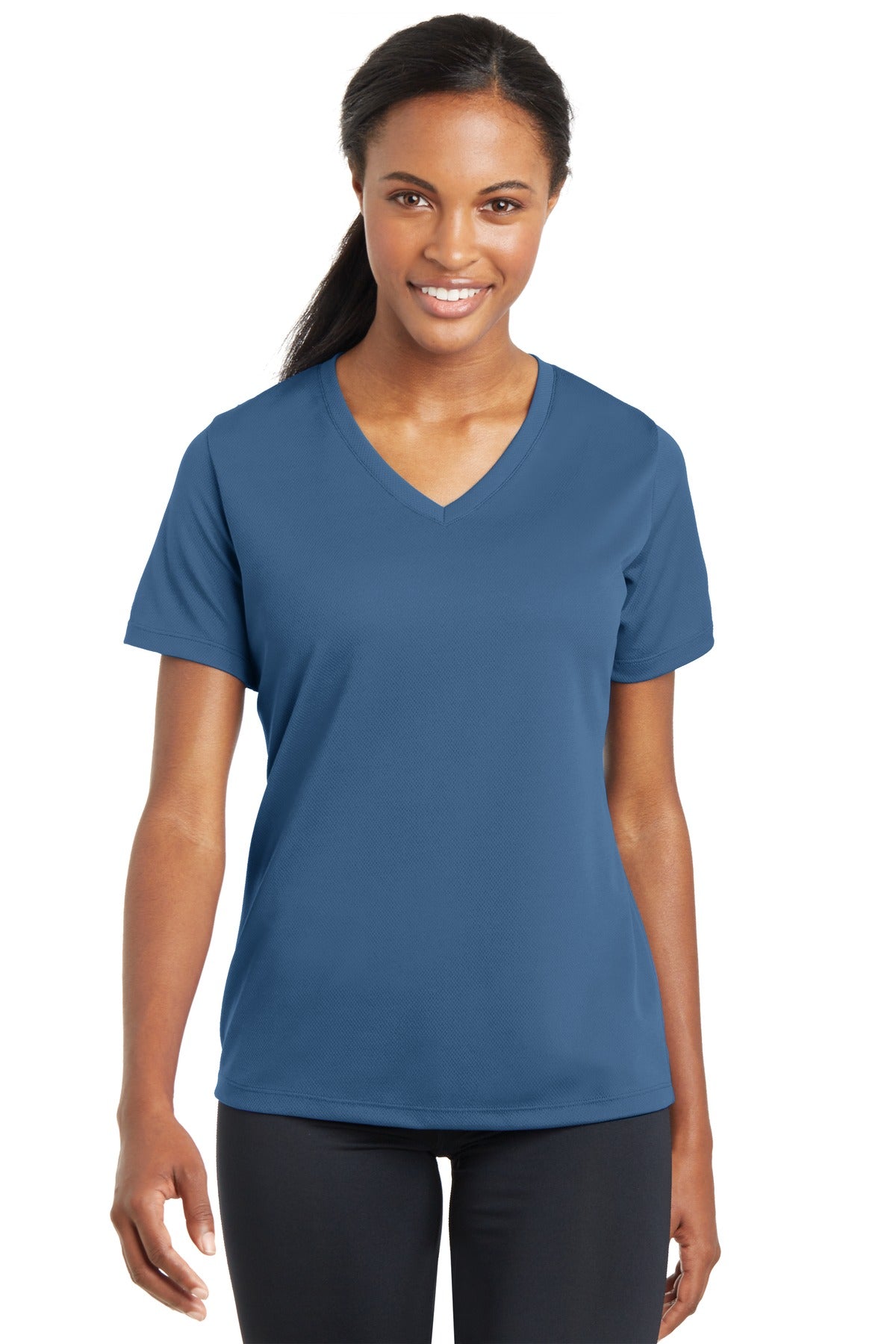 Sport-Tek Women's PosiCharge RacerMesh V-Neck Tee - Dawn Blue