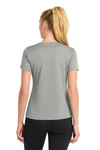 Sport-Tek Women's PosiCharge RacerMesh V-Neck Tee - Grey Heather Back