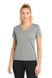 Sport-Tek Women's PosiCharge RacerMesh V-Neck Tee - Grey Heather