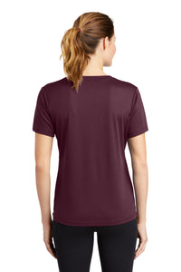 Sport-Tek Women's PosiCharge RacerMesh V-Neck Tee - Maroon Back