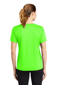 Sport-Tek Women's PosiCharge RacerMesh V-Neck Tee - Neon Green Back