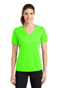 Sport-Tek Women's PosiCharge RacerMesh V-Neck Tee - Neon Green