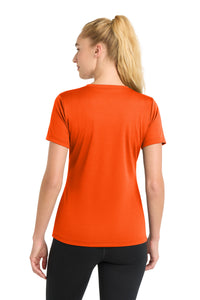 Sport-Tek Women's PosiCharge RacerMesh V-Neck Tee - Neon Orange Back