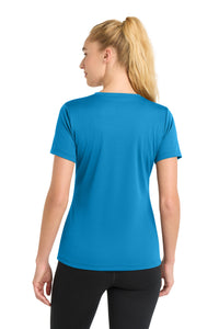 Sport-Tek Women's PosiCharge RacerMesh V-Neck Tee - Pond Blue Back