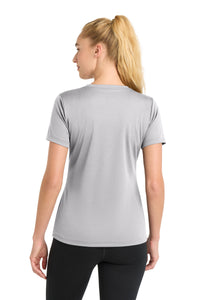 Sport-Tek Women's PosiCharge RacerMesh V-Neck Tee - Silver Back